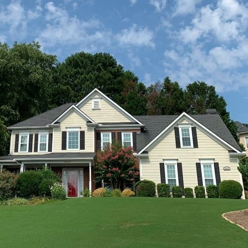 Roofline with gutters